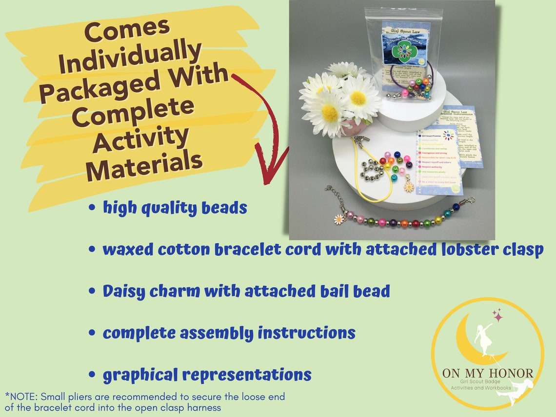 Girl Scout Law Bracelet Activity Kit Daisy Bracelet Etsy