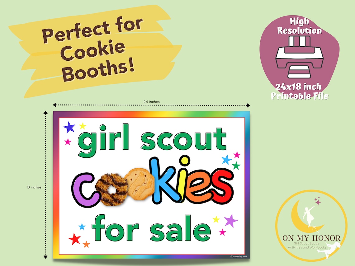 Girl Scout Cookies for Sale Yard Sign Cookie Booth Sale Poster | Etsy
