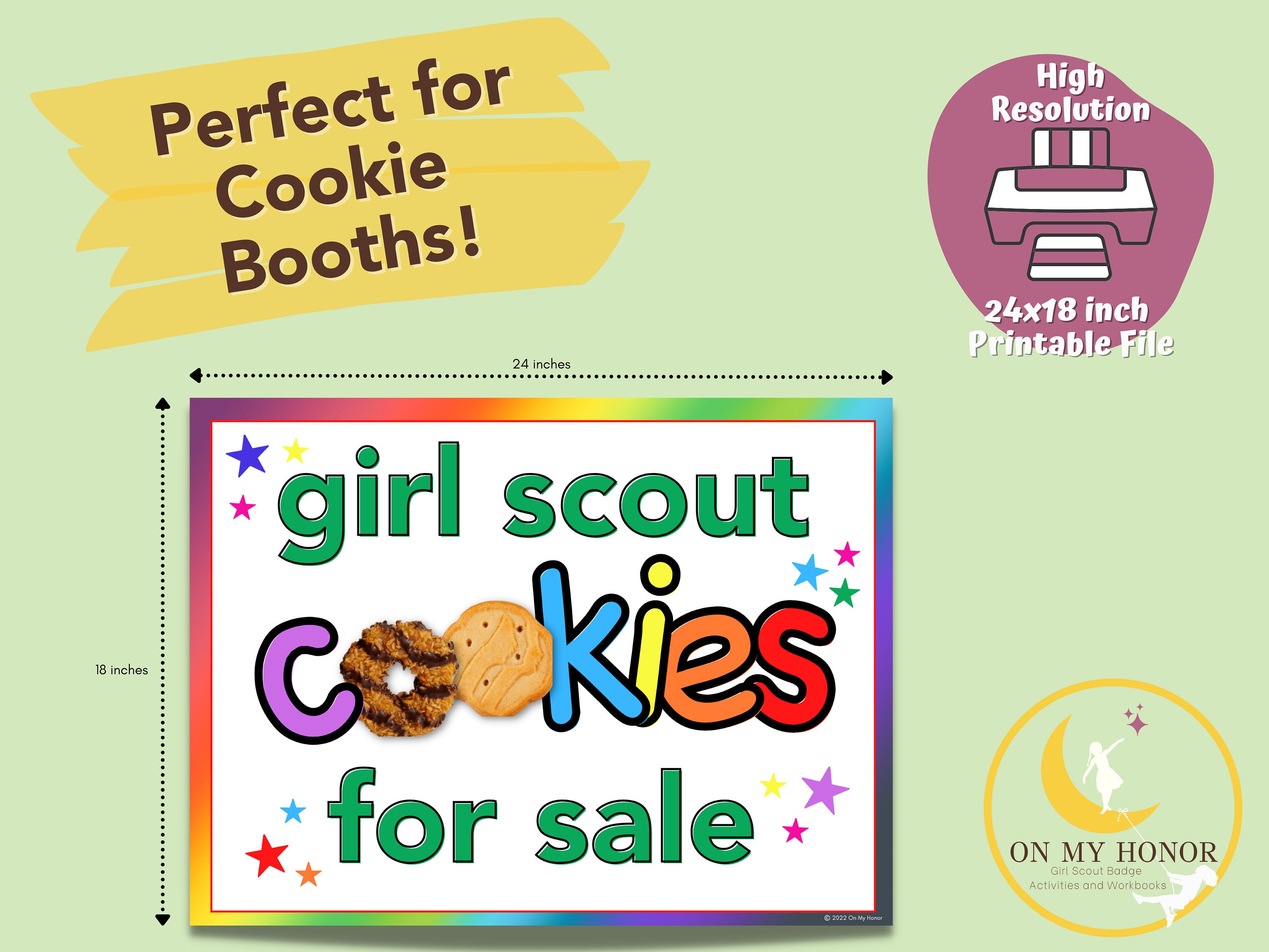 Girl Scout Cookies for Sale Yard Sign Cookie Booth Sale Poster LBB ...