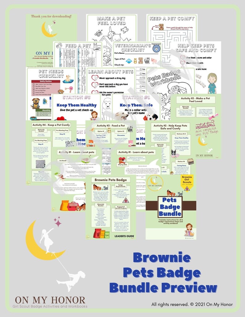 Girl Scout Brownies Pets Badge Activity Plan Educational Etsy