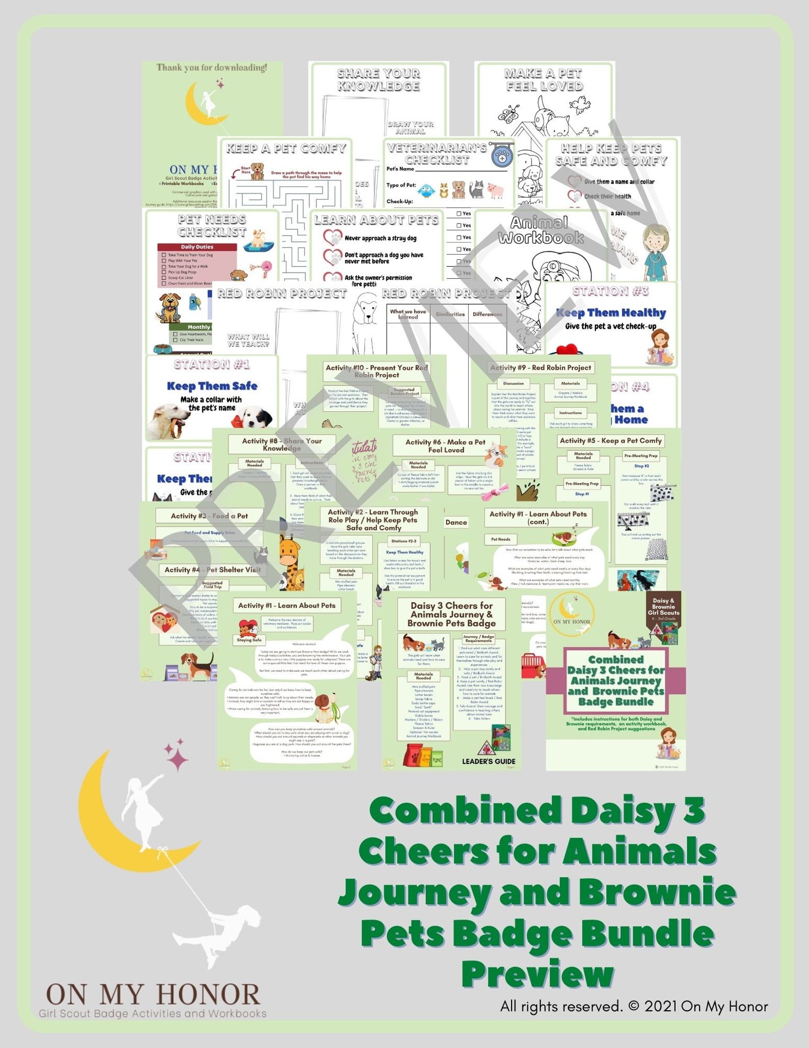 Girl Scout Combined Daisies Animal Journey Brownies Pets Badge Etsy