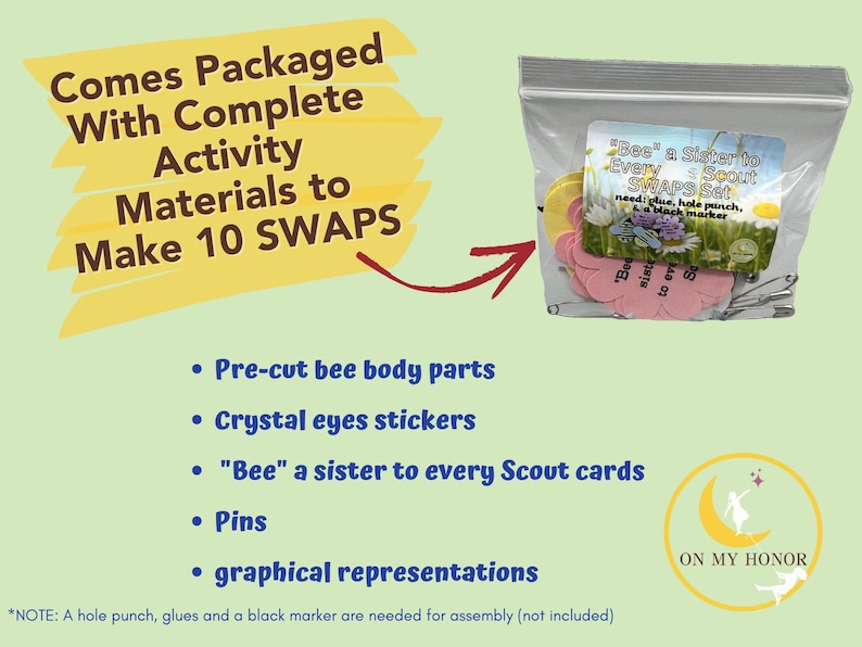 Scouts Bee A Sister to Every Scout SWAPS Activity Kit - Daisies Brownies Juniors - Craft Activity Set image 2