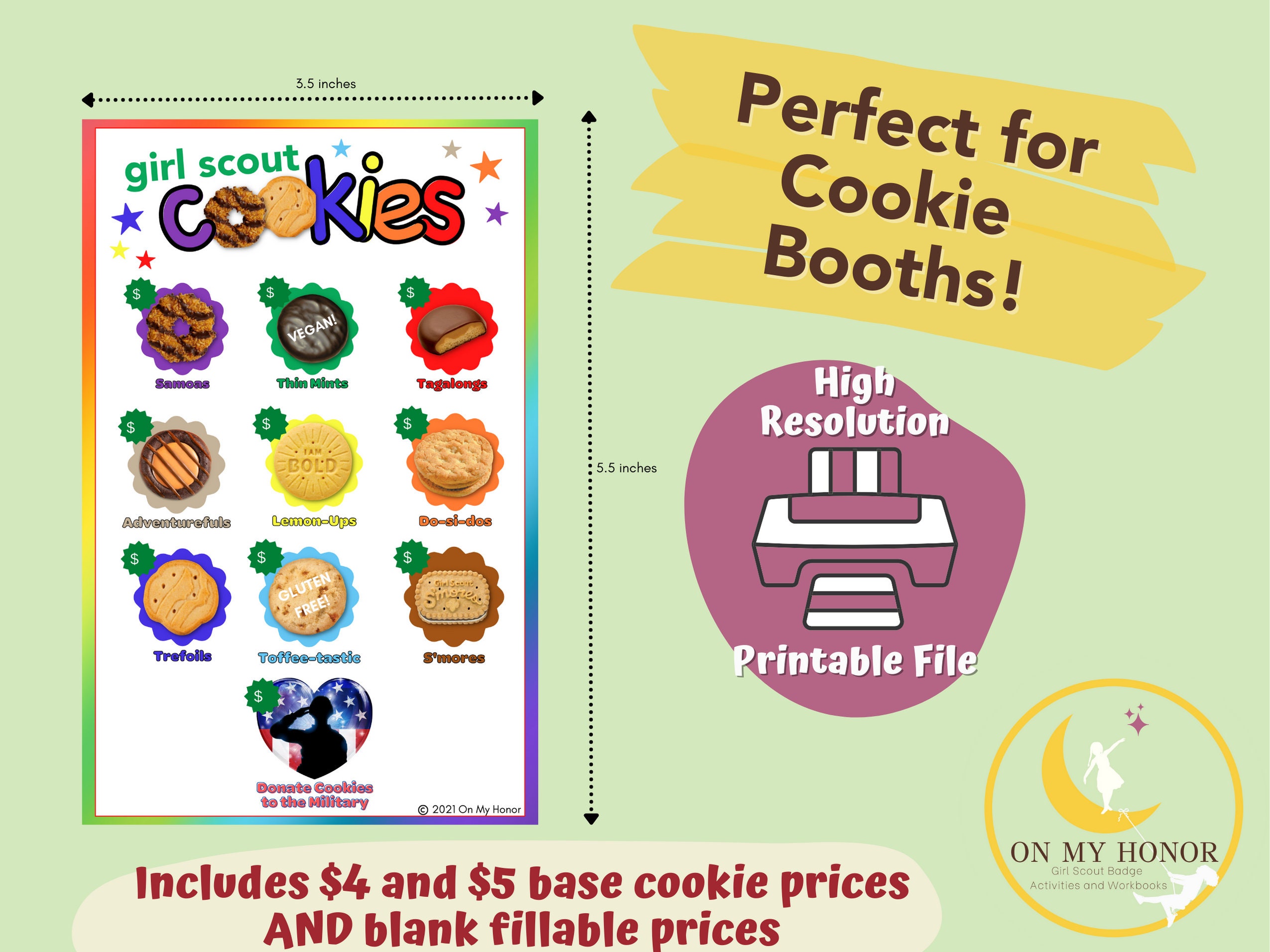 Girl Scout Cookies 2023 Booth Cookie Menu Price Lanyard Poster Etsy