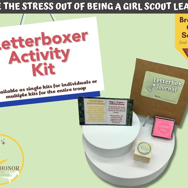 Girl Scout Letterbox Activity Kit - Brownies Letterboxer Badge - Stamp Making Activity - Scavenger Hunt Activity Kit - Educational Activity