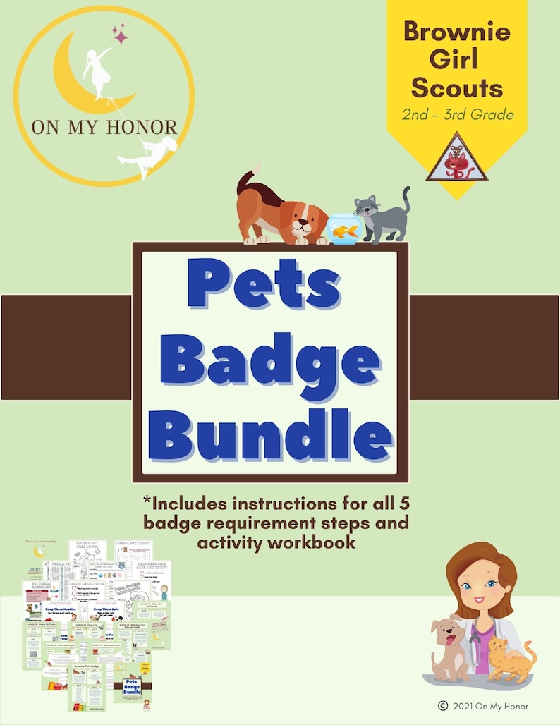 Girl Scout Brownies Pets Badge Activity Plan Educational Etsy