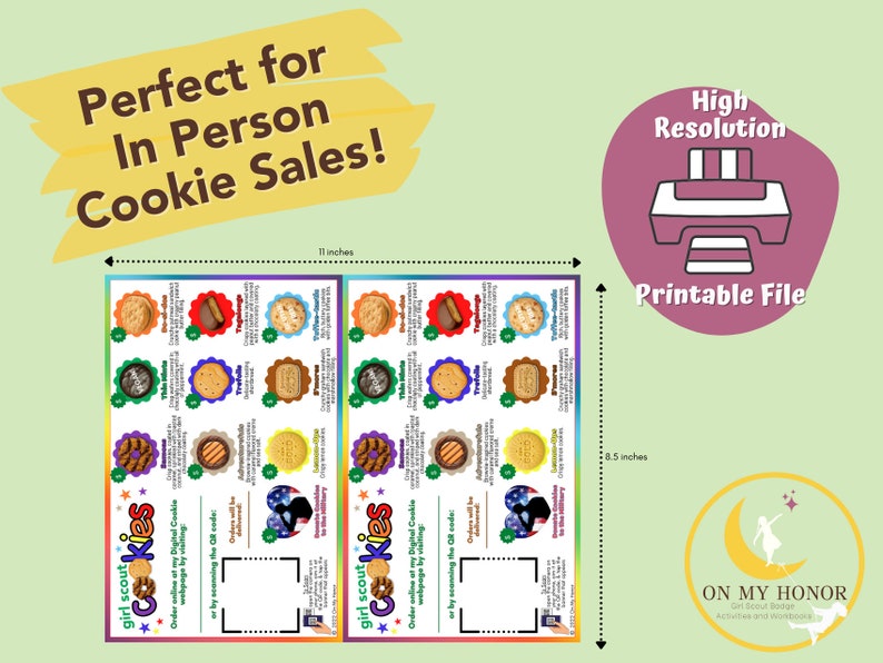 Girl Scout Cookies 2024 Cookie Flyer Cookie Menu Cookie site QR Code