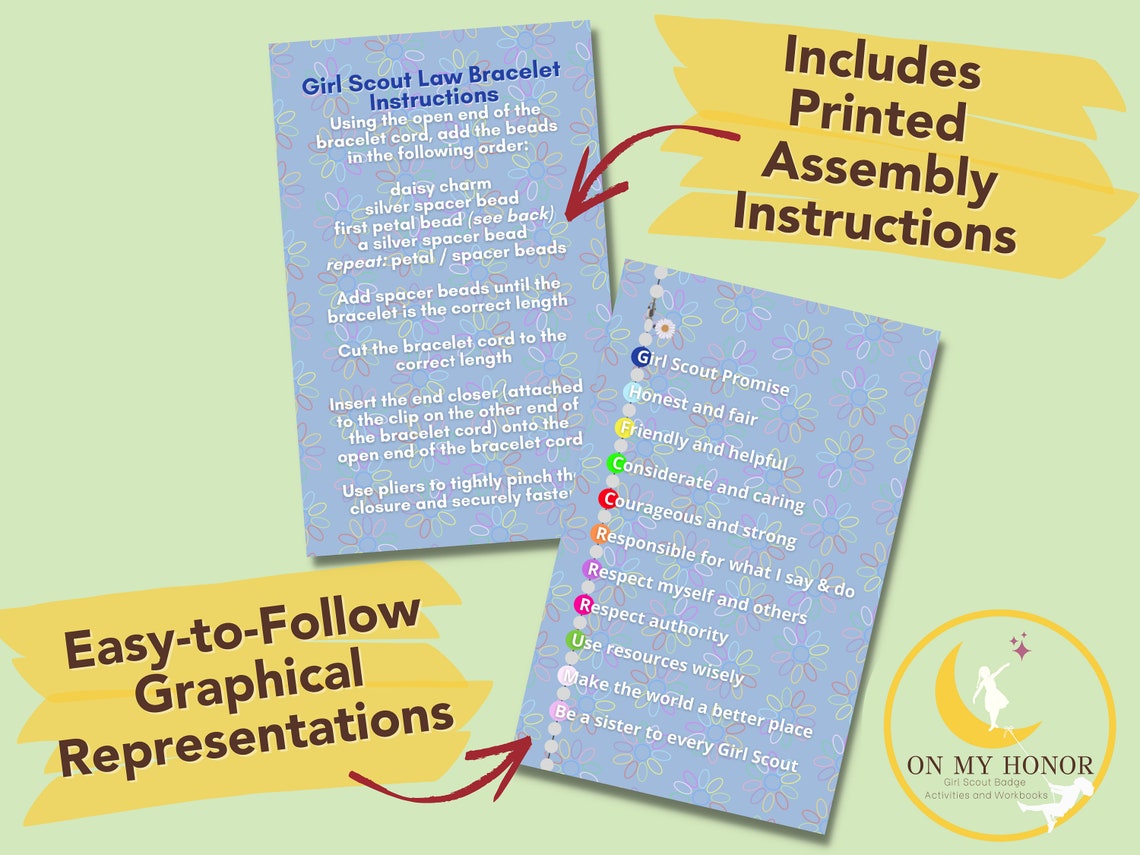 Girl Scout Law Bracelet Activity Kit Daisy Bracelet Etsy