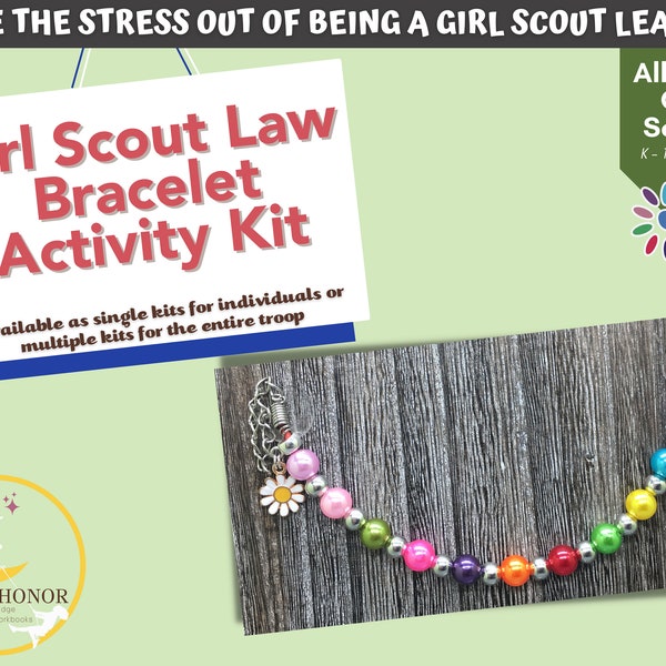 Girl Scout Law Bracelet Activity Kit - Daisy Bracelet - Brownies Bracelet - Junior Bracelet - Craft Kit for Children