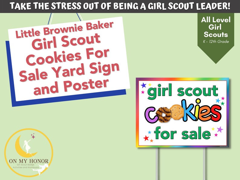 Girl Scout Cookies for Sale Yard Sign Cookie Booth Sale Poster Etsy