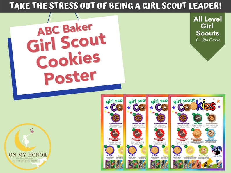 Girl Scout Cookies 2024 Booth Cookie Menu Poster ABC Daisies Brownies ...