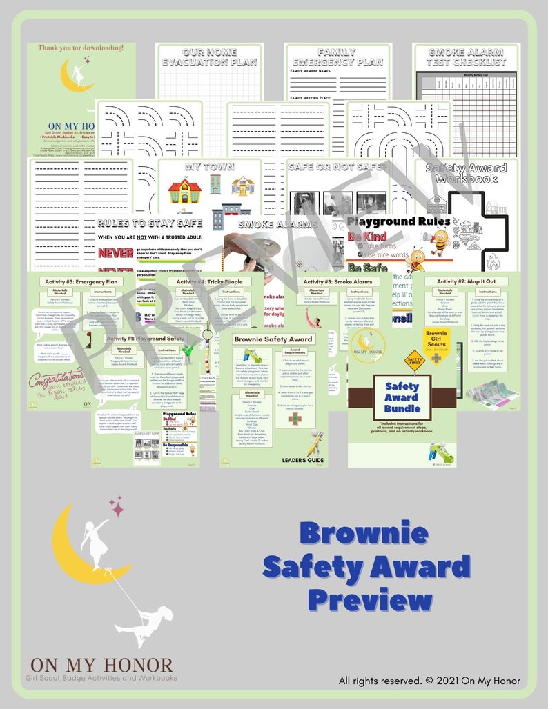 Girl Scout Brownies Safety Award Badge Plan Activity Etsy