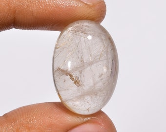 Quartz rutile doré naturel forme ovale Cabochon Pierre précieuse en vrac pour la fabrication de bijoux 29 Ct. 25X18X9 mm AG-5348