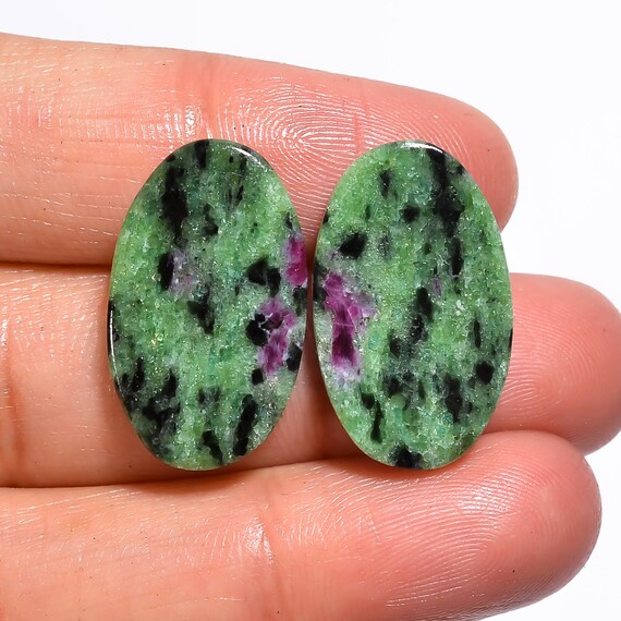 Beautiful Top Grade Quality 100% Natural Ruby Zoisite Oval Shape Cabochon Loose Gemstone Pair For Making Earrings 37.5 Ct 29X17X4 mm AR-506 Beautiful Top Grade Quality 100% Natural Ruby Zoisite Oval Shape Cabochon Loose Gemstone Pair For Making Earrings 37.5 Ct 29X17X4 mm AR-506