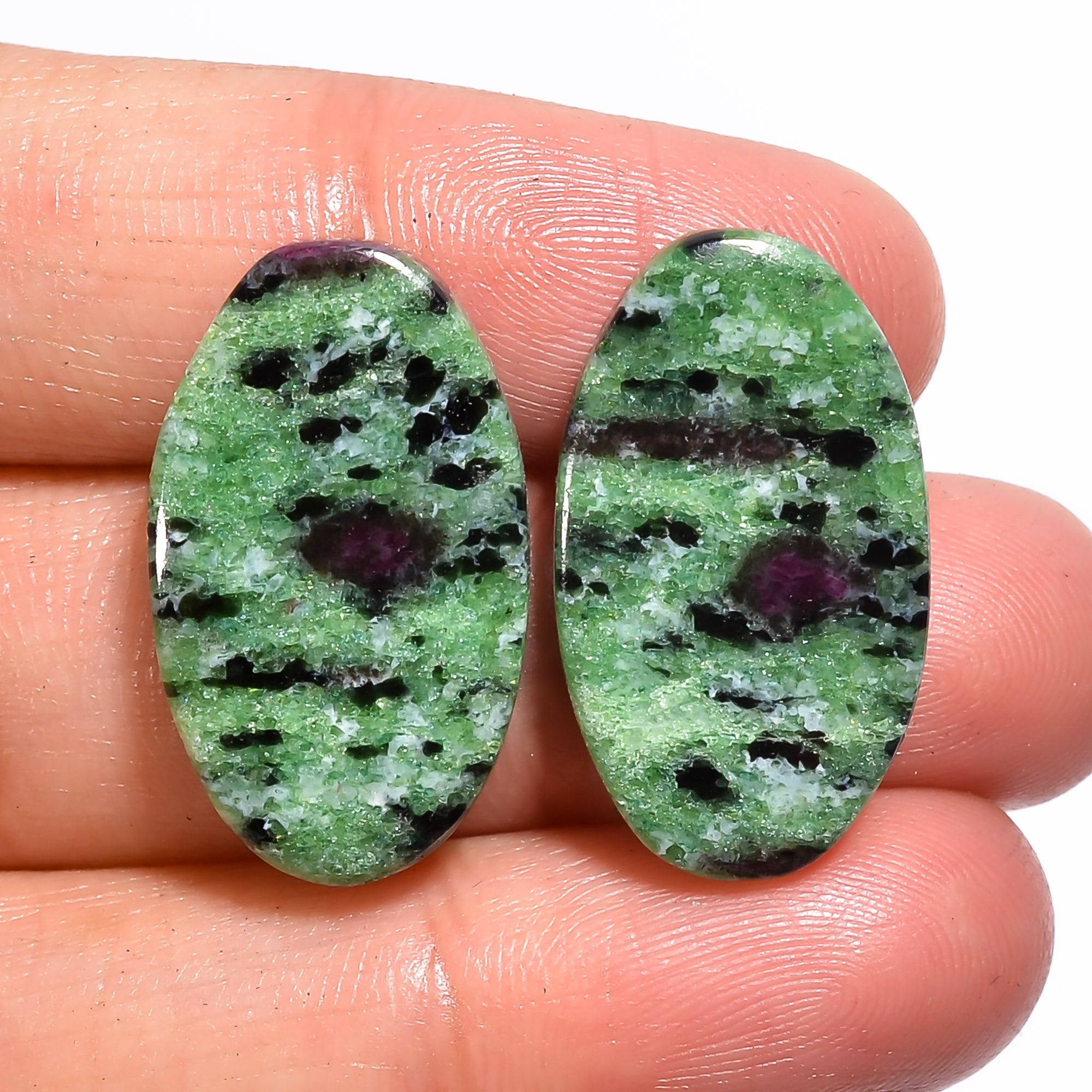 Beautiful Top Grade Quality 100% Natural Ruby Zoisite Oval Shape Cabochon Loose Gemstone Pair For Making Earrings 37.5 Ct 29X17X4 mm AR-506 Beautiful Top Grade Quality 100% Natural Ruby Zoisite Oval Shape Cabochon Loose Gemstone Pair For Making Earrings 37.5 Ct 29X17X4 mm AR-506