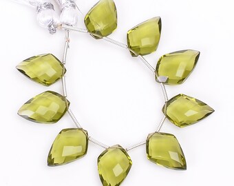 Fantastic Top Grade Quality 100% Lab-Created Peridot Gemstone Fancy Shape Faceted Beads 16X10X5 mm Strand 4" 51.5 Ct. For Jewelry NG-11