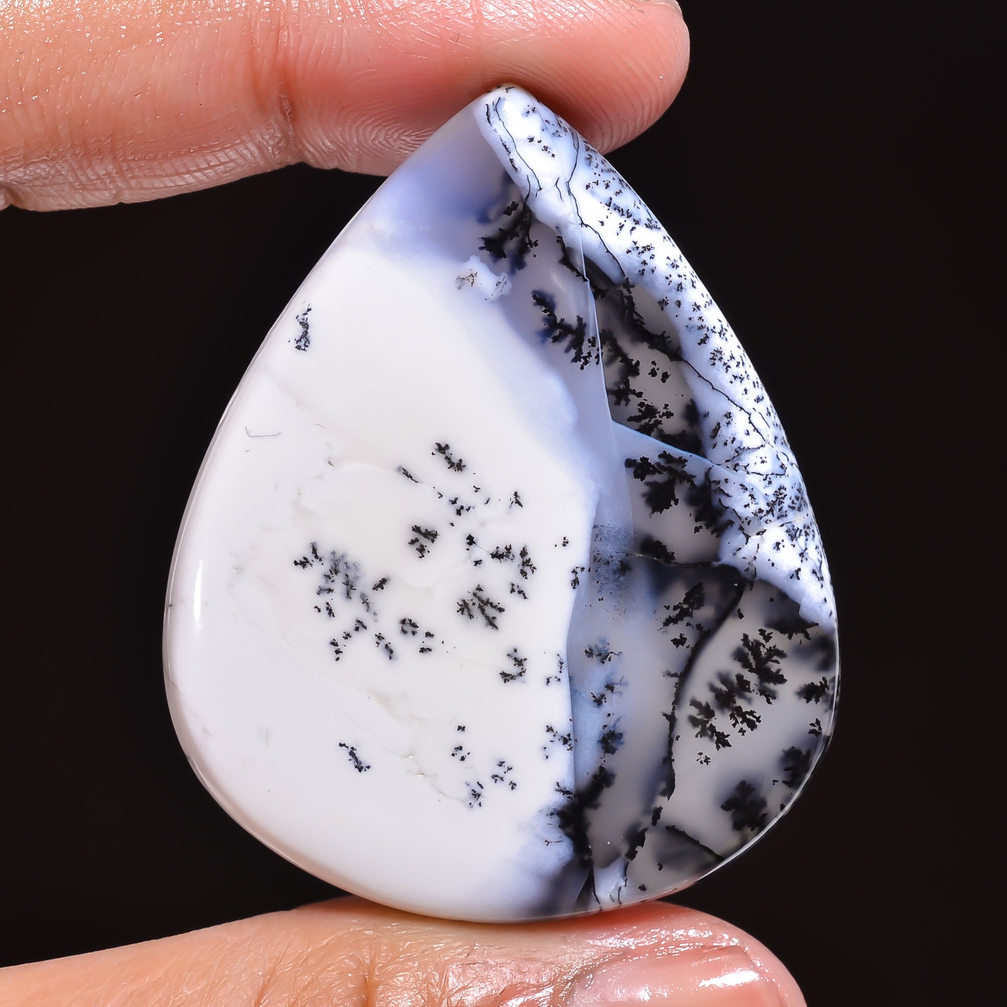 39X22X7 mm HM-1284 Dazzling Top Grade Quality 100% Natural Dendrite Opal Pear Shape Cabochon Loose Gemstone For Making Jewelry 38.5 Ct