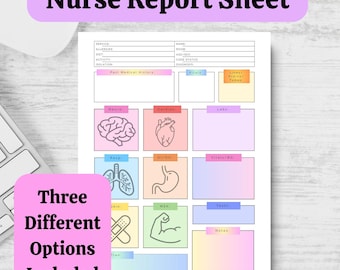 Nursing Report Sheet, Nurse Report Template, RN Handoff Tool, Nurse Report Sheet Med Surg, SBAR Report Sheet, Floor Handoff Digital Download