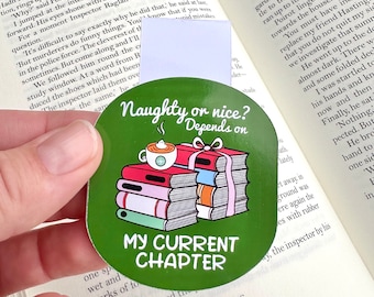 Naughty or Nice, Magnetic Bookmark, Bookish Gift, Book Club bookmarks, Gifts for Librarians, Book Gifts, Magnetic Page Marker