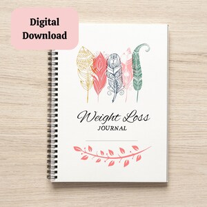 Afdrukbaar gewichtsverliesdagboek, boho-gewichtsverliestracker, fitnessplanner, gewichtsverliesplanner, gewichtsverliesgrafiek, logboek lichaamsmeting