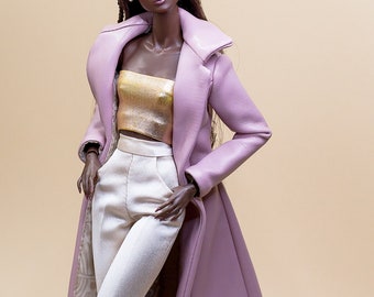 Faux leather coat for Integrity Toys Poppy Parker Fashion Royalty Nu Face doll