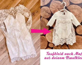 Robe de baptême réalisée sur mesure à partir de votre robe de mariée, robe de mariée. Personnalisation individuelle faite à la main pour les filles, les garçons pour le baptême blanc ivoire