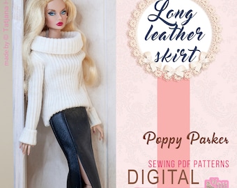 Jupe en cuir PDF Digital Pattern pour les jouets Integrity de poupée Poppy Parker. Didacticiel vidéo.
