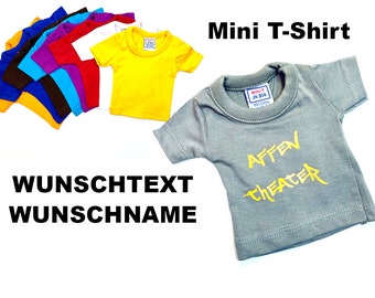 Personalized teddy bear T-shirt, doll clothes. Mini shirt for dolls, plush toys, stuffed animals. Custom text or name.
