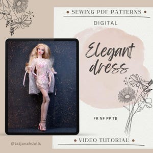 PDF Digital Pattern elegant dress for Integrity toys dolls Integrity toys. Youtube VIDEO.