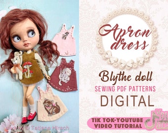 PDF Digital Pattern apron dress for Blythe doll. Tik Tok Youtube VIDEO.