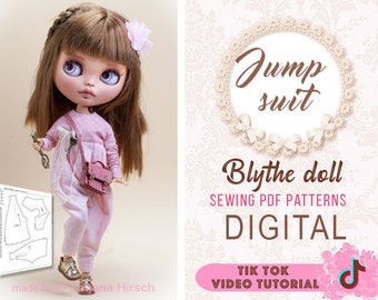 PDF Digital Pattern Overall Jumpsuit for Blythe doll. Tik Tok Youtube VIDEO.