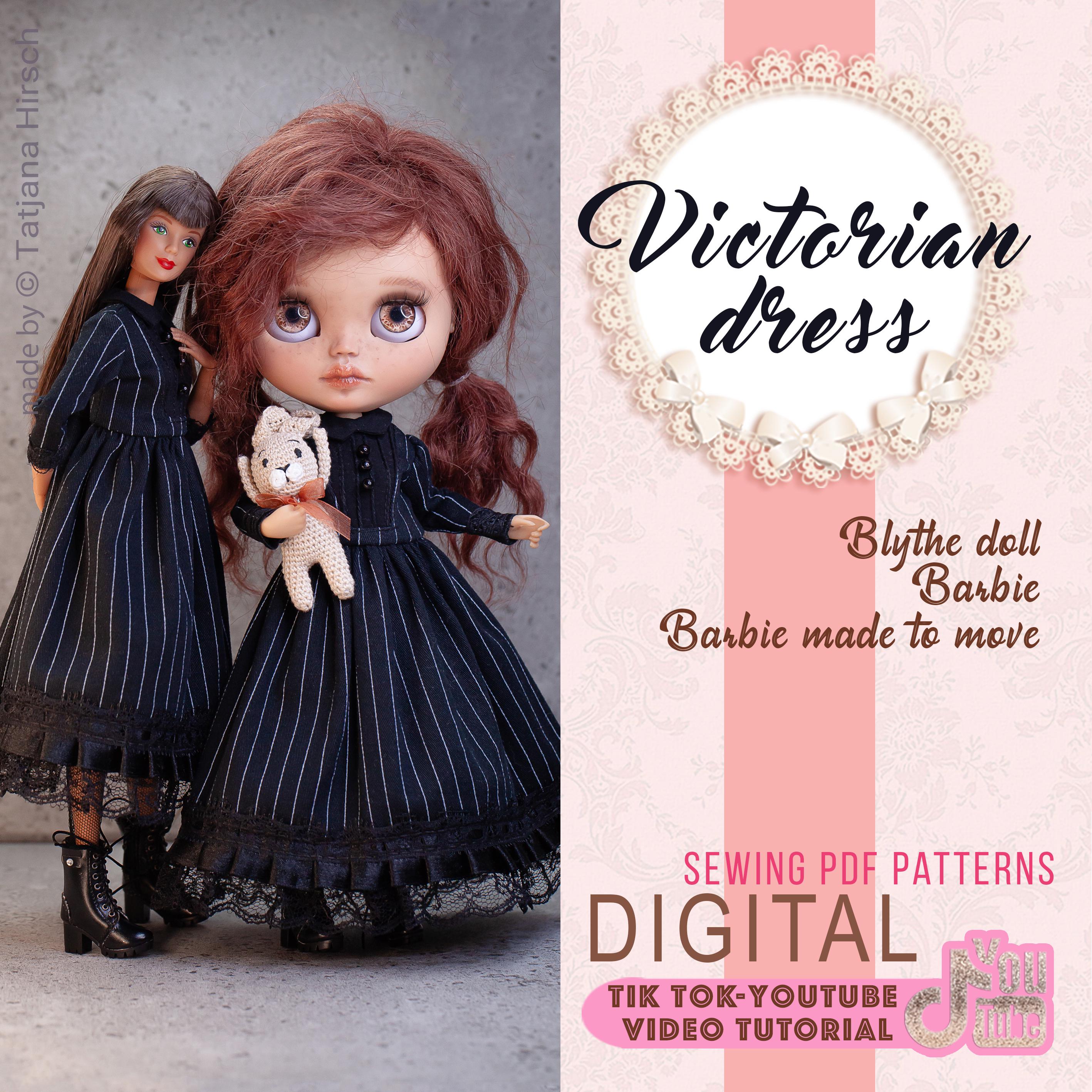 PDF Digital Pattern Victorian Dress for BB and Blythe Dolls. Tik Tok Youtube VIDEO. Etsy Canada