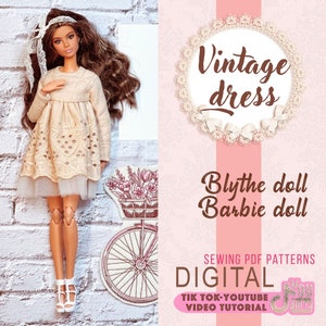 Vintage dresspattern for Barbie and Blythe dolls