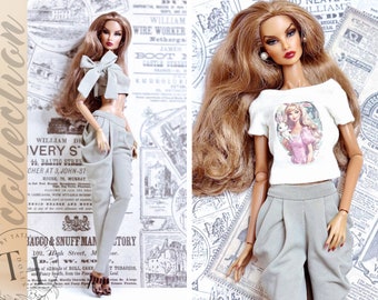 Pantalon à plis, haut et t-shirt pour poupées Barbie et Integrity Toys