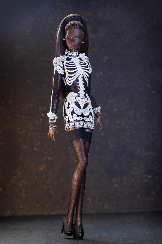 Black Skeleton / Halloween Mini Dress, Evening Dress for Integrity Toys Fashion Royalty Nu Face Dolls. - Etsy Black Skeleton / Halloween Mini Dress, Evening Dress for Integrity Toys Fashion Royalty Nu Face Dolls. - Etsy