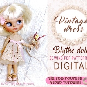 Vintage dress for Blythe dolls pattern