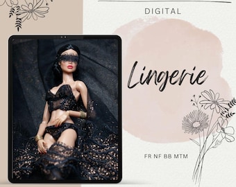 PDF Digital Pattern lingerie, bustier, pants, stockings for BBMTM & Integrity toys dolls.