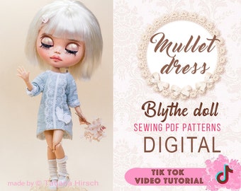 PDF Digital Pattern Mullet dress for Blythe doll. Tik Tok Youtube VIDEO.