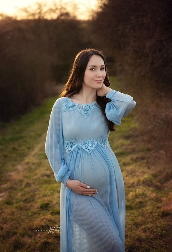 maternity light blue dress