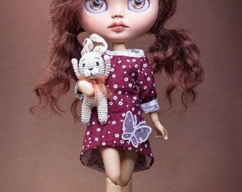 Mullet dress for Blythe doll. Butterfly dress. 1:6 scale doll dress.