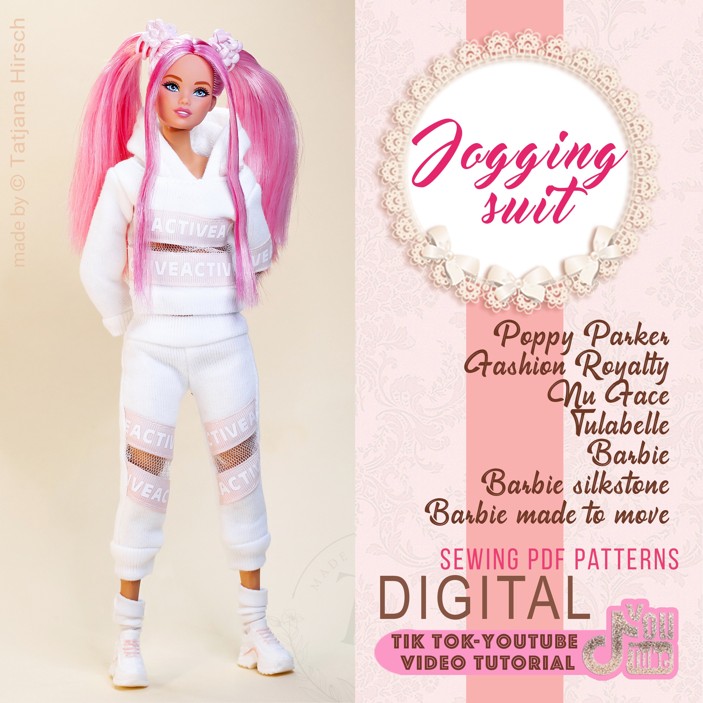 PDF Digital Pattern Jogging Suit Sweatshirt Trousers for BB Integrity Toys Dolls. VIDEO Tutorial. Etsy