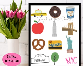 Digital Wall Art,  New York City Wall Art, New York City  Print, NY wall art, Big Apple Art, Big Apple Wall Art