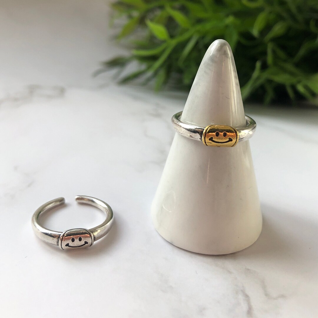 Argent Sterling Smiley Face Emoji Bague Assortie Argent pour Etsy France