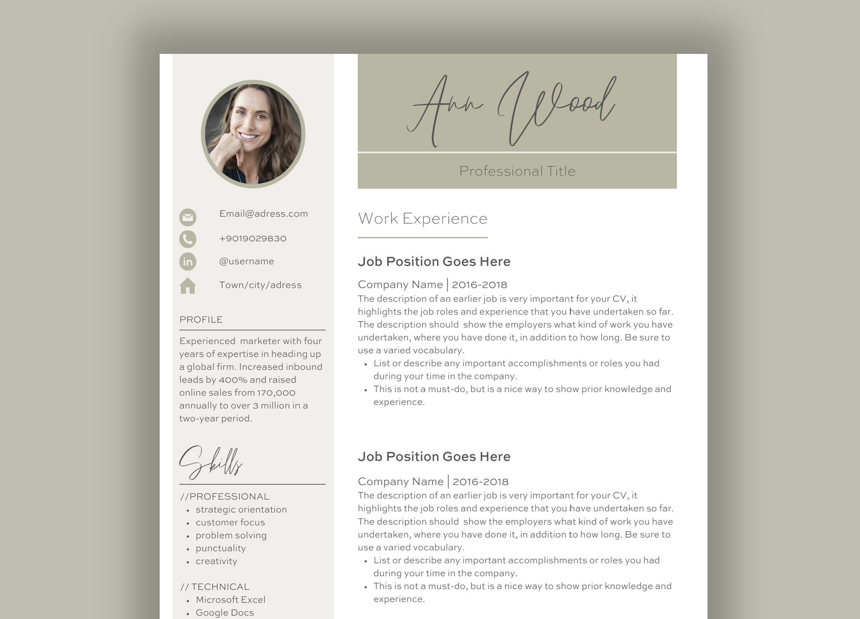 Resume Template Canva Professional CV Design Cover Letter References ...