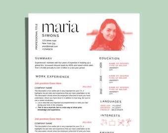 Professional and creative Resume Template - CV Editable Customizable - Curriculum Vitae - Cover Letter + References