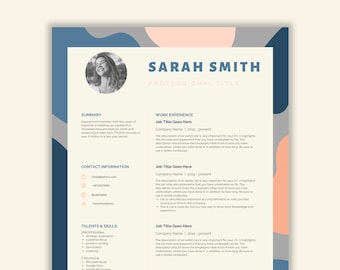 Resume Template Modern - Cover Letter + References - Editable & Customizable in Canva - Professional and Creative