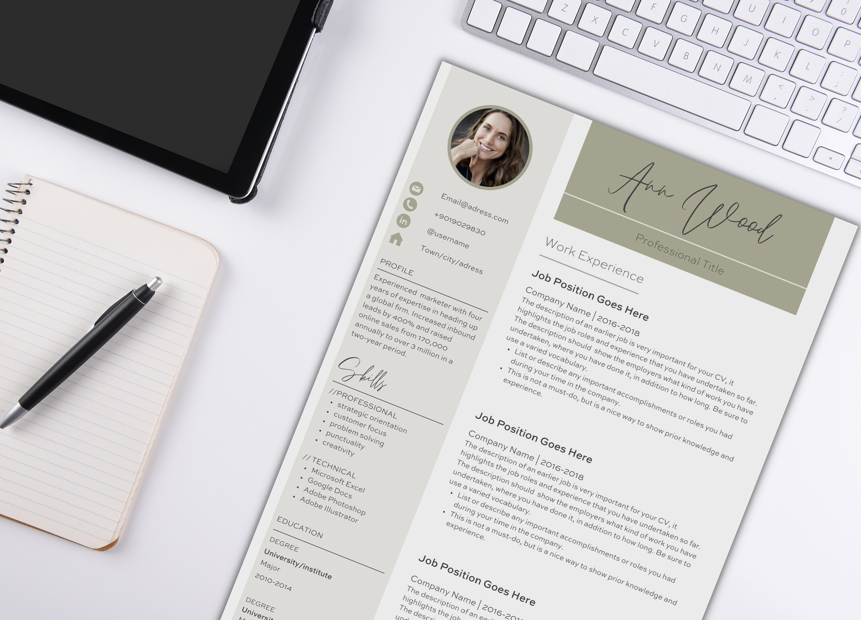 Resume Template Canva Professional CV Design Cover Letter References ...
