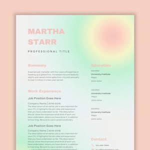 Creative Resume Template - CV Editable Colorful & Customizable - Curriculum Vitae - Cover Letter + References