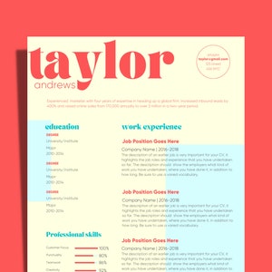 Creative Resume Template - CV Editable & Customizable in Canva - Curriculum Vitae - Cover Letter + References