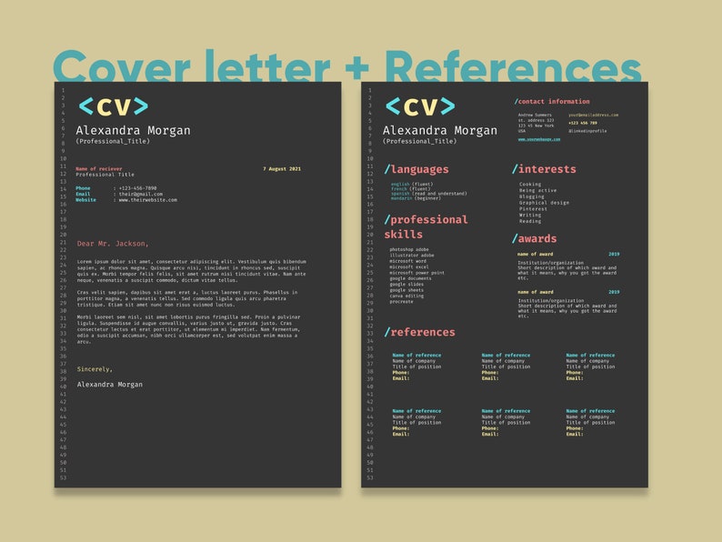 Resume CV Template Template Programming & Coding - Etsy