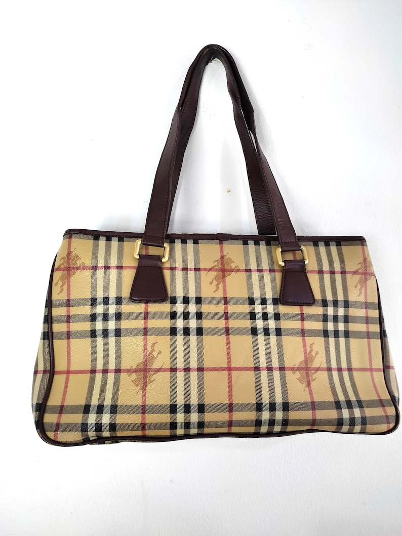 Vintage Burberry Haymarket Nova Check Shoulder Hand Bag Etsy